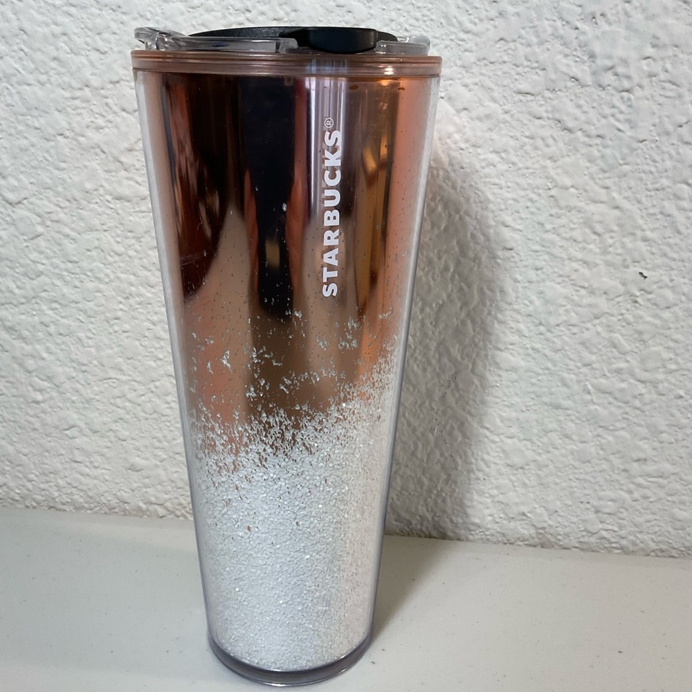 Starbucks Rose Gold Silver Glitter Ombre Travel Tumbler Coffee Cup - Picture 7 of 7